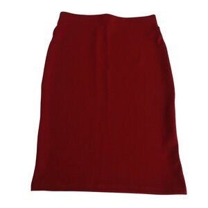 Shein Red Ribbed Knit Bodycon Pull-on Pencil Skirt Women Size L US Size 8 10